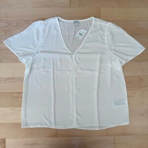 J. Crew Women's Cream V-Neck Blouse